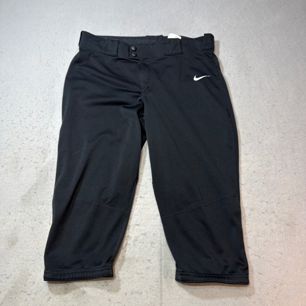 Nike Softball Pants Women Size Medium Black Cropped Athletic Performance Bottoms - Picture 2 of 12